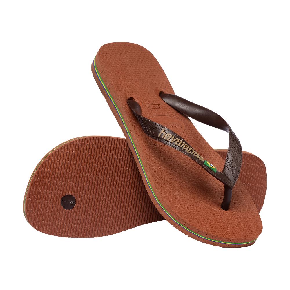 Havaianas Brasil Logo Rust/Coffee Flip Flops Pair Shot