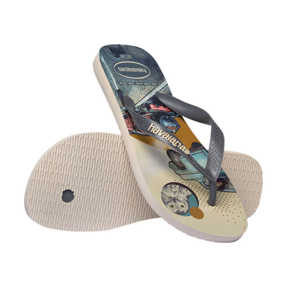 Havaianas Harry Potter Flip Flops Beige/Gray Steel Flip Flops Pair Shot