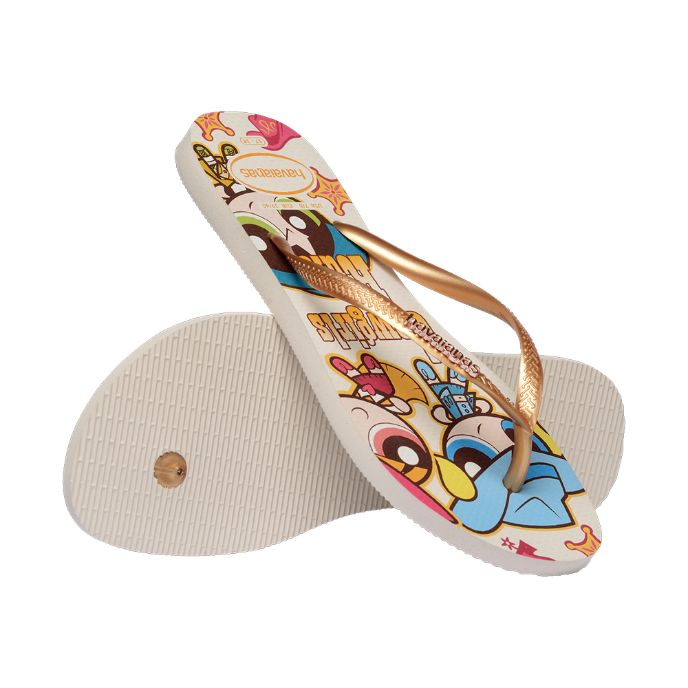 Havaianas Slim Warner Classics Flip Flops Beige Flip Flops Pair Shot