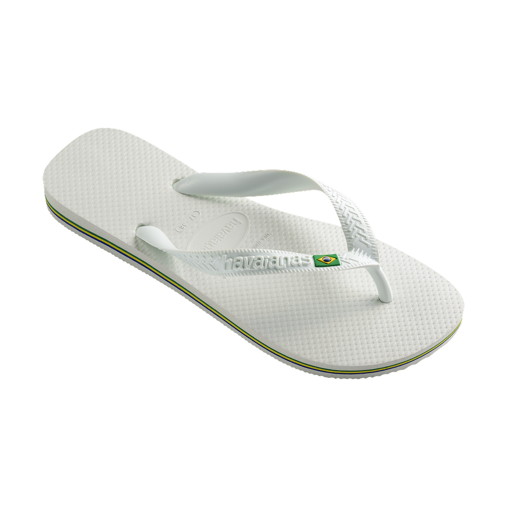 Havaianas Brasil Flip Flops White Flip Flops Side View
