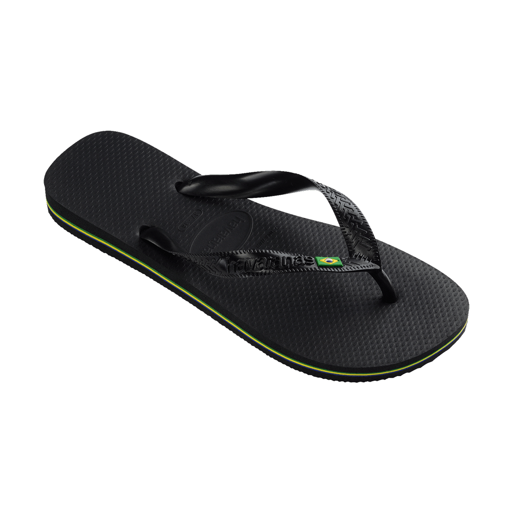 Havaianas Brasil Flip Flops Black Flip Flops Side View