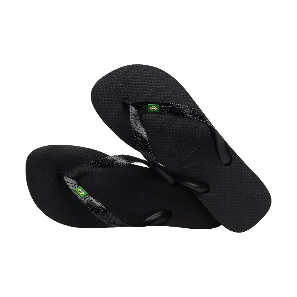 Havaianas Brasil Flip Flops Black Flip Flops Pair Shot