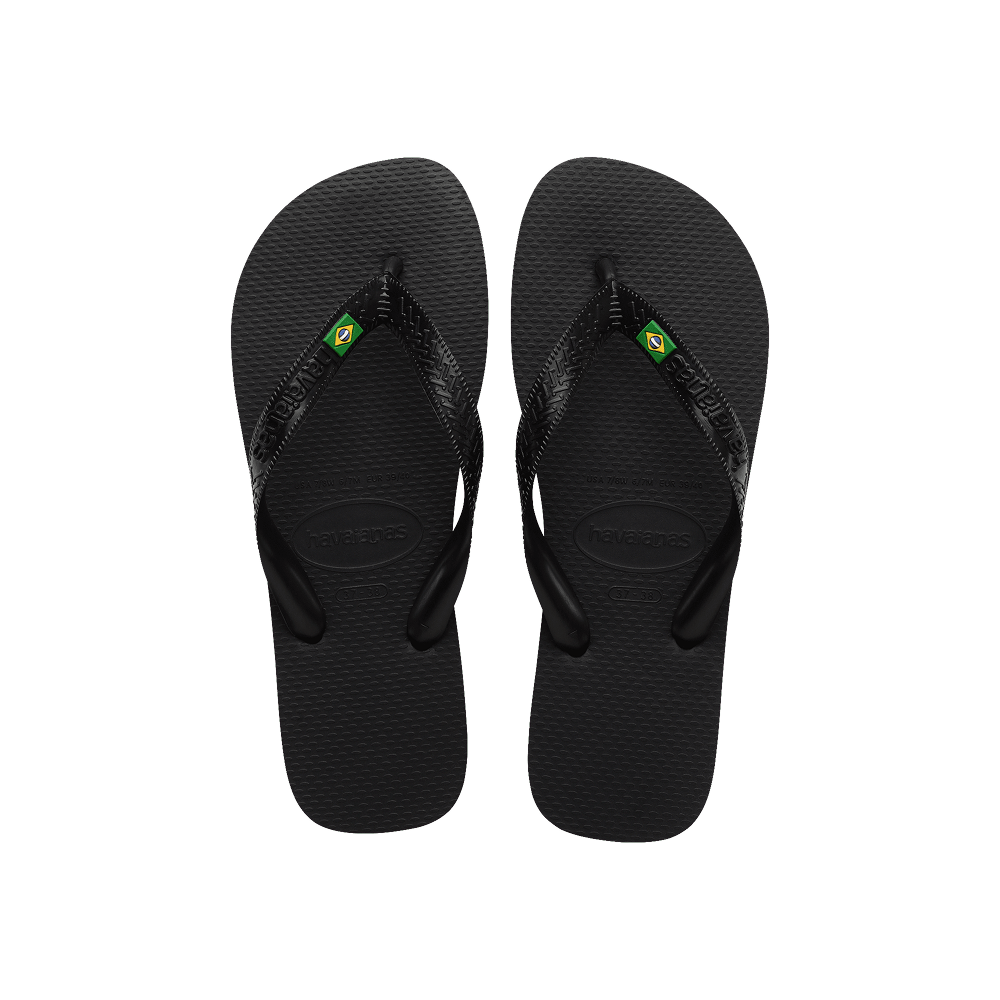 Havaianas Brasil Flip Flops Black Flip Flops Front View