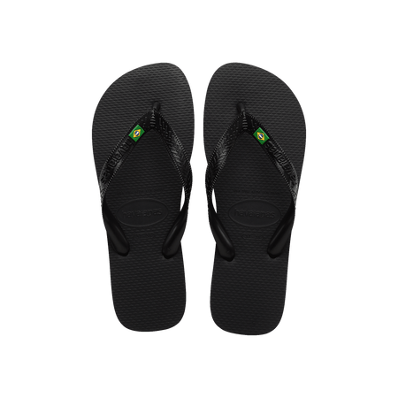Havaianas Brasil Flip Flops Black Flip Flops Front View