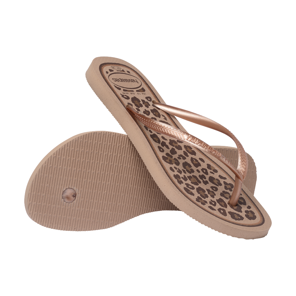 Havaianas Slim Animals Rose Gold/Rose Gold Flip Flops Pair Shot