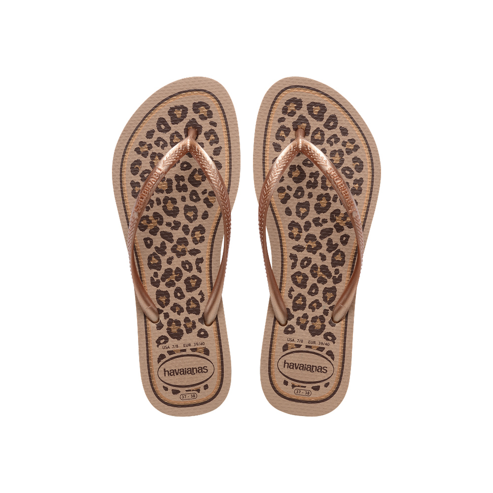Havaianas Slim Animals Rose Gold/Rose Gold Flip Flops Front View