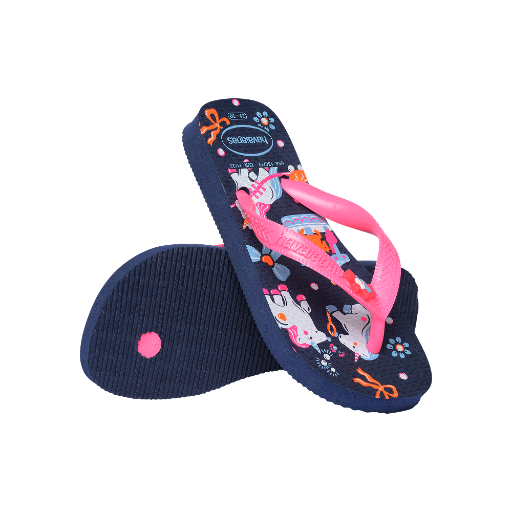 Havaianas Kids Fantasy Navy Blue/Pink Flip Flops Pair Shot