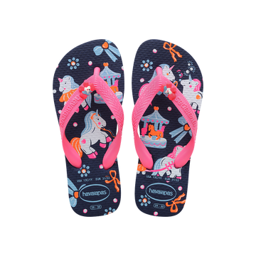 Havaianas Kids Fantasy Navy Blue/Pink Flip Flops Front View