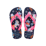 Havaianas Kids Fantasy Navy Blue/Pink Flip Flops Front View