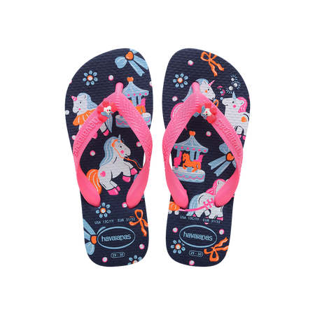 Havaianas Kids Fantasy Navy Blue/Pink Flip Flops Front View