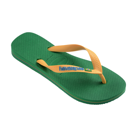 Havaianas Brasil Logo Green/Yellow Flip Flops Side View