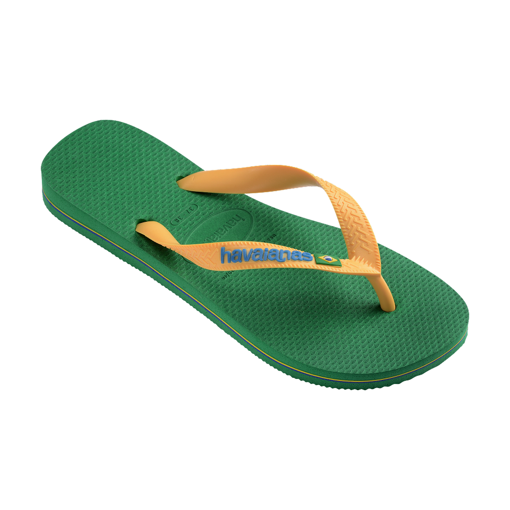 Havaianas Brasil Logo Green/Yellow Flip Flops Side View