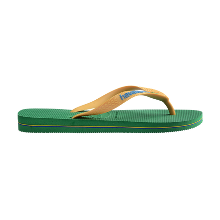 Havaianas Brasil Logo Green/Yellow Flip Flops Detail View