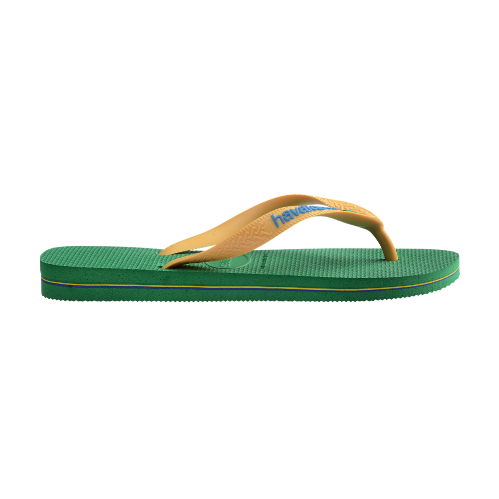 Havaianas Brasil Logo Green/Yellow Flip Flops Detail View