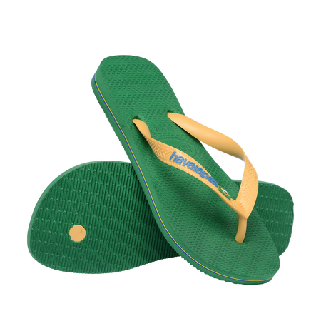 Havaianas Brasil Logo Green/Yellow Flip Flops Pair Shot