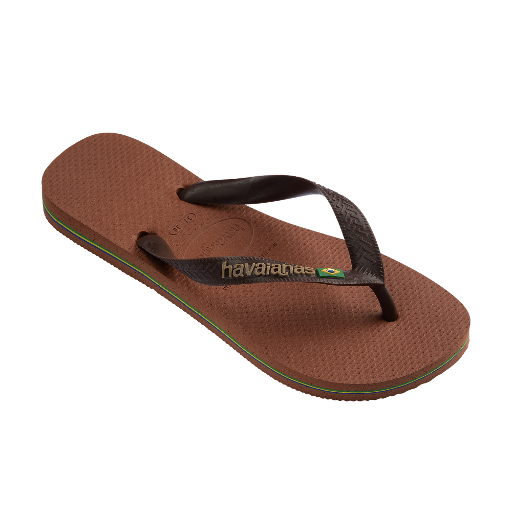 Havaianas Brasil Logo Rust/Coffee Flip Flops Side View