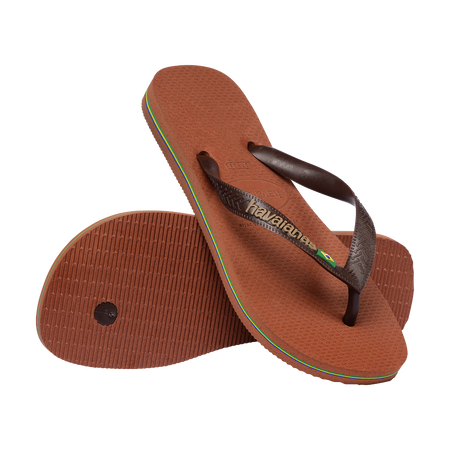 Havaianas Brasil Logo Rust/Coffee Flip Flops Pair Shot