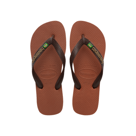 Havaianas Brasil Logo Rust/Coffee Flip Flops Front View