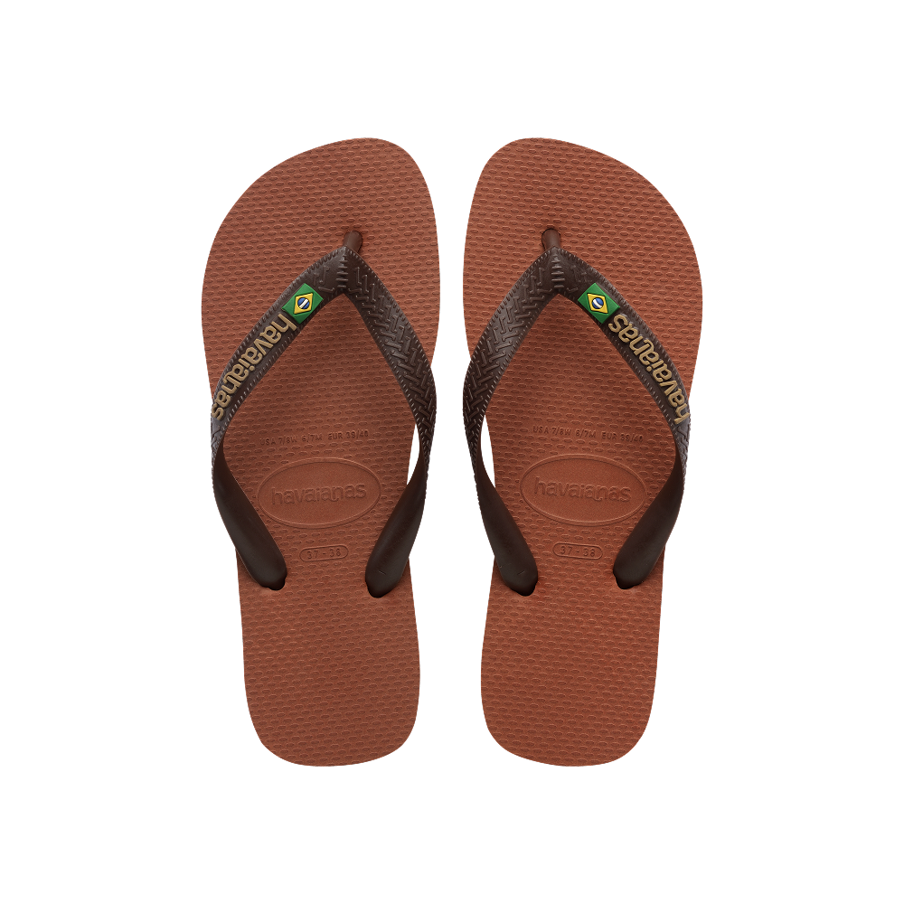 Havaianas Brasil Logo Rust/Coffee Flip Flops Front View