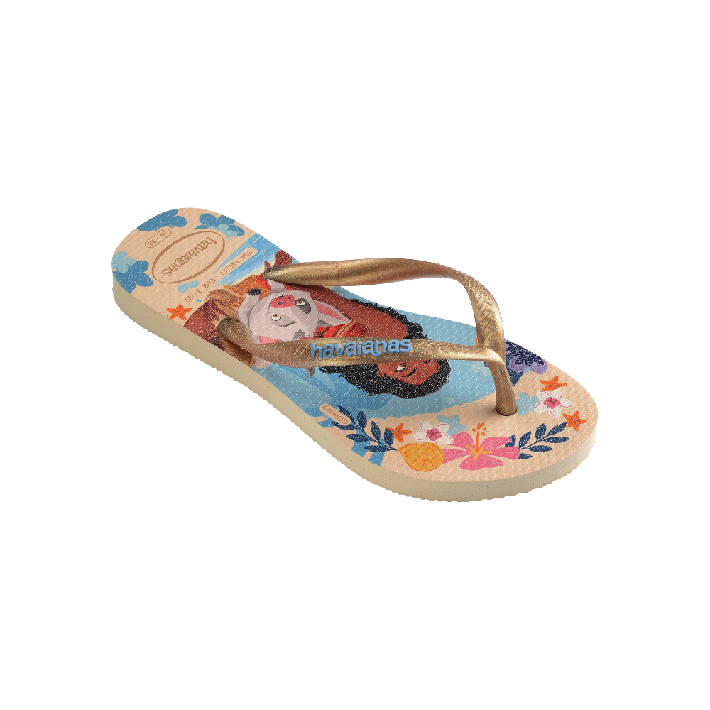 Havaianas Kids Slim Princess Beige Straw/Beige Straw Flip Flops Side View
