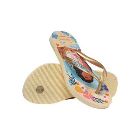 Havaianas Kids Slim Princess Beige Straw/Beige Straw Flip Flops Pair Shot