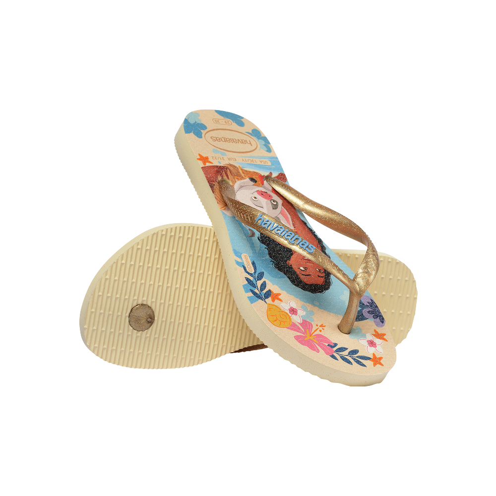 Havaianas Kids Slim Princess Beige Straw/Beige Straw Flip Flops Pair Shot