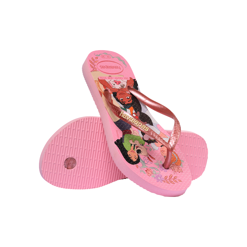 Havaianas Kids Slim Princess Pink/Pink Flip Flops Pair Shot