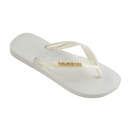 Havaianas Top Logo Metallic White Flip Flops Side View