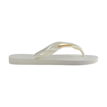 Havaianas Top Logo Metallic White Flip Flops Detail View