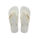 Havaianas Top Logo Metallic White Flip Flops Front View
