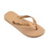 Havaianas Top Logo Metallic Golden Flip Flops Side View