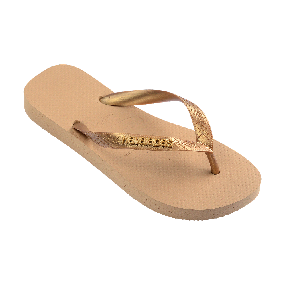 Havaianas Top Logo Metallic Golden Flip Flops Side View