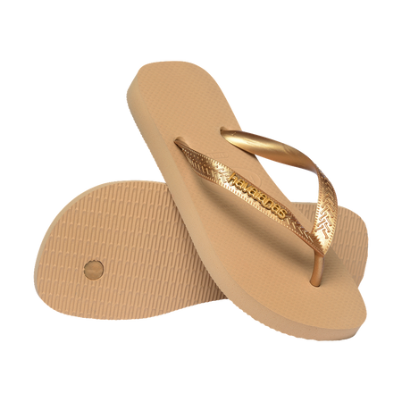 Havaianas Top Logo Metallic Golden Flip Flops Pair Shot