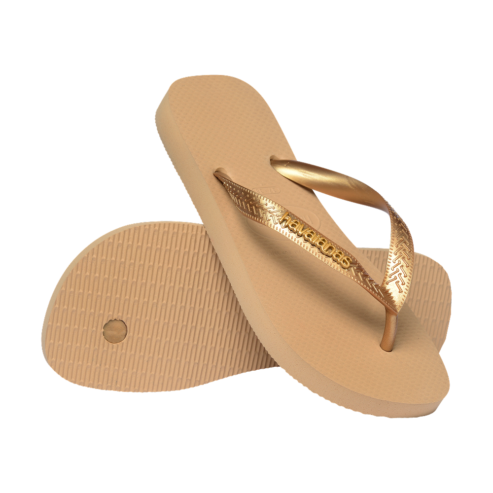Havaianas Top Logo Metallic Golden Flip Flops Pair Shot