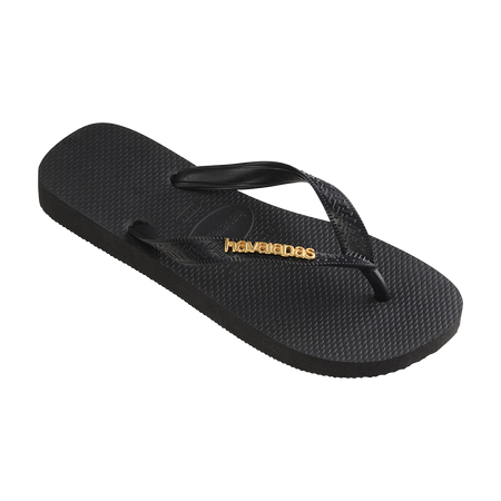 Havaianas Top Logo Metallic Black/Black Flip Flops Side View