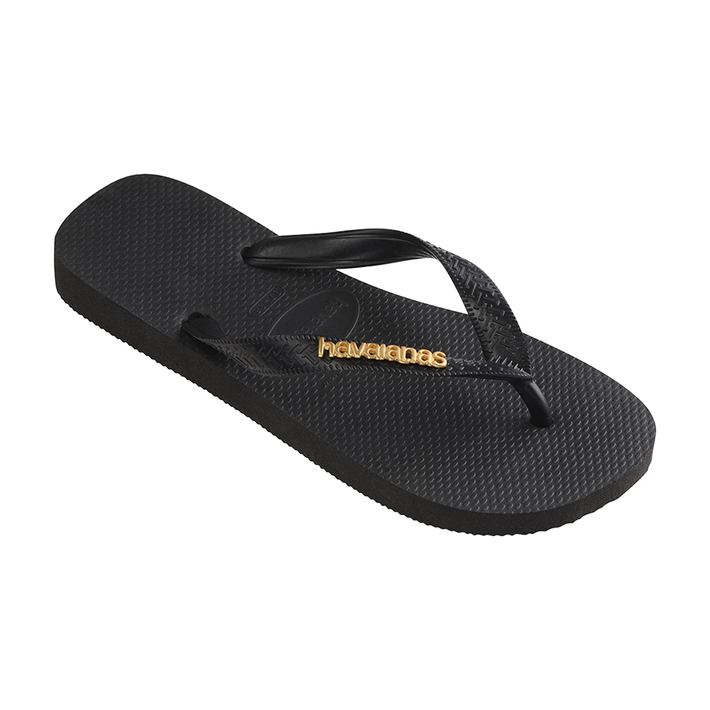 Havaianas Top Logo Metallic Black/Black Flip Flops Side View