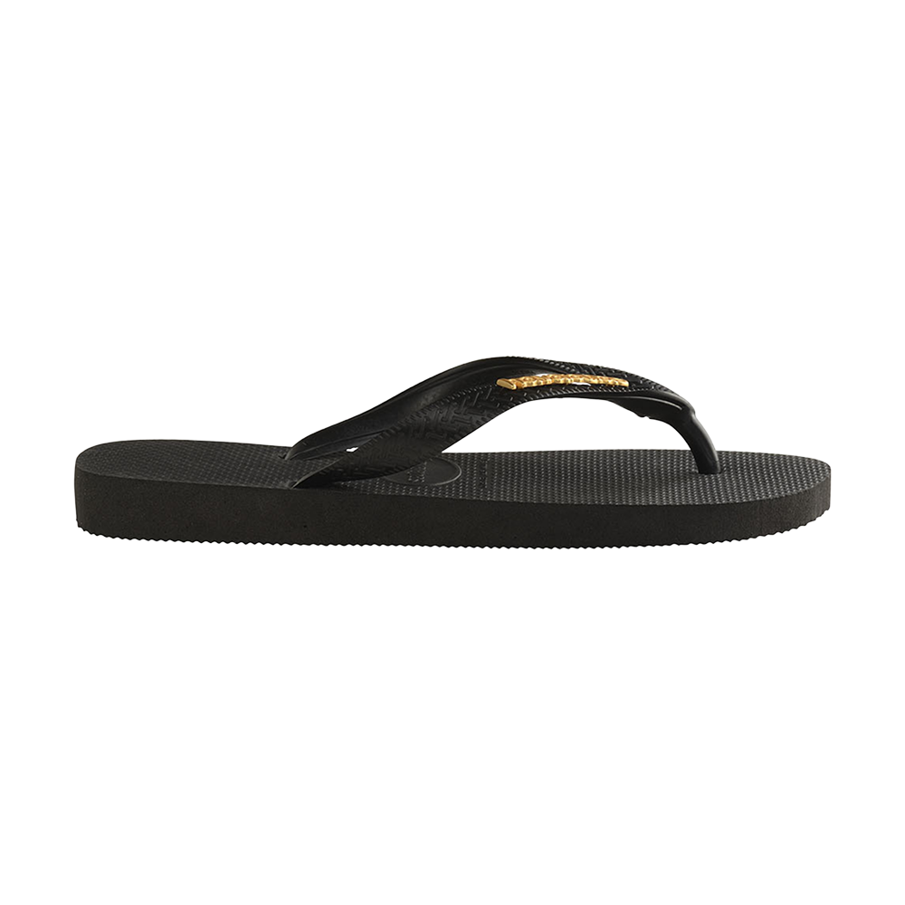Havaianas Top Logo Metallic Black/Black Flip Flops Detail View