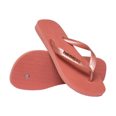 Havaianas Top Logo Metallic Canyon Clay Flip Flops Pair Shot