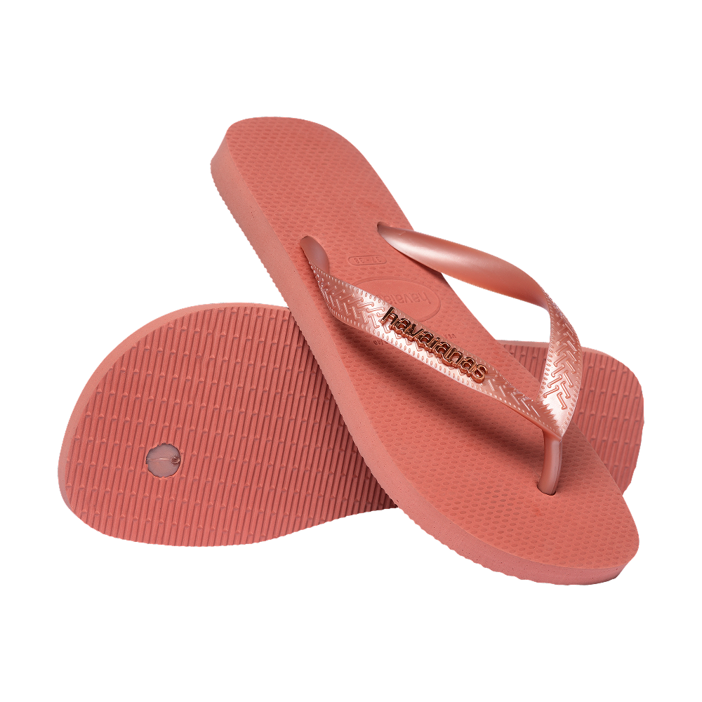 Havaianas Top Logo Metallic Canyon Clay Flip Flops Pair Shot