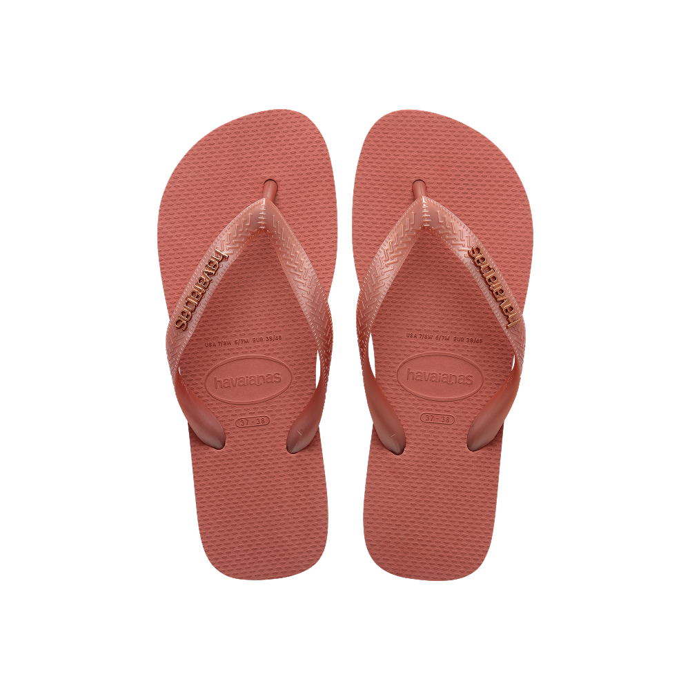 Havaianas Top Logo Metallic Canyon Clay Flip Flops Front View