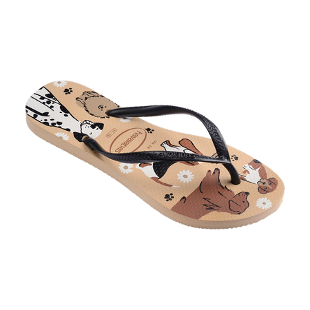 Havaianas Slim Pets Natural / Gold Flip Flops Side View