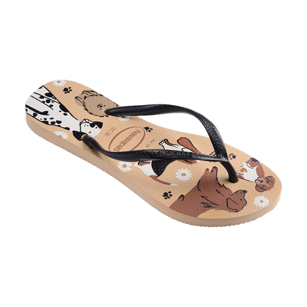 Havaianas Slim Pets Natural / Gold Flip Flops Side View