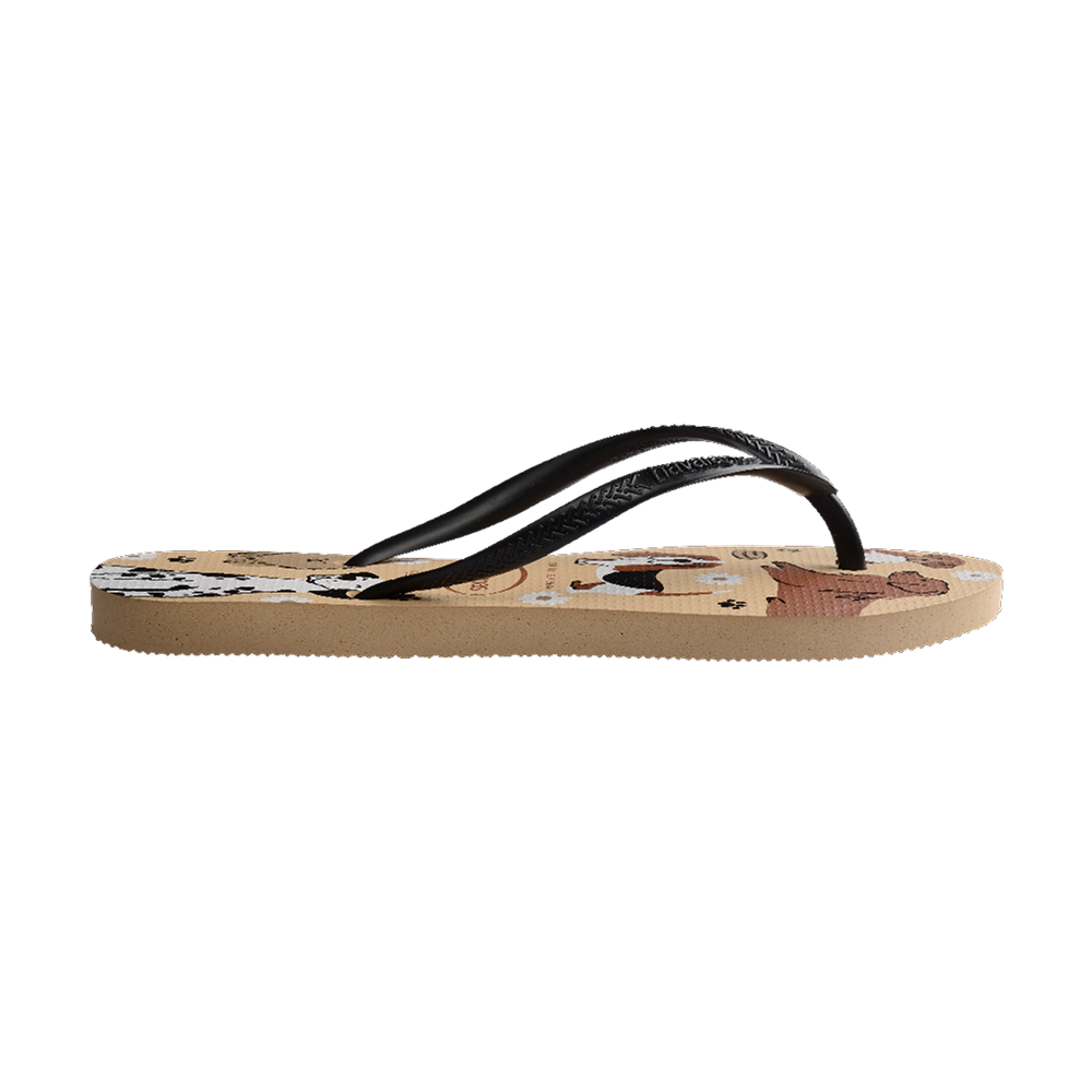 Havaianas Slim Pets Natural / Gold Flip Flops Detail View
