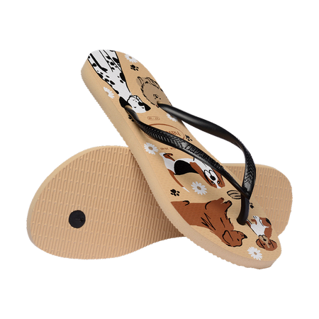 Havaianas Slim Pets Natural / Gold Flip Flops Pair Shot