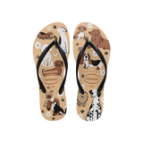 Havaianas Slim Pets Natural / Gold Flip Flops Front View