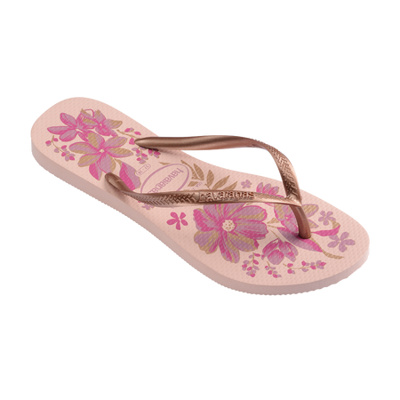Havaianas Slim Organic Pink/Gold Flip Flops Side View