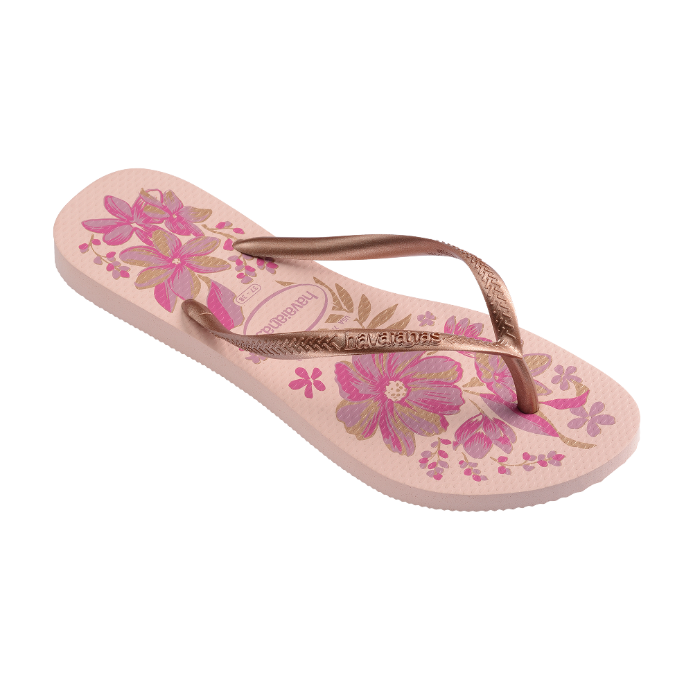 Havaianas Slim Organic Pink/Gold Flip Flops Side View