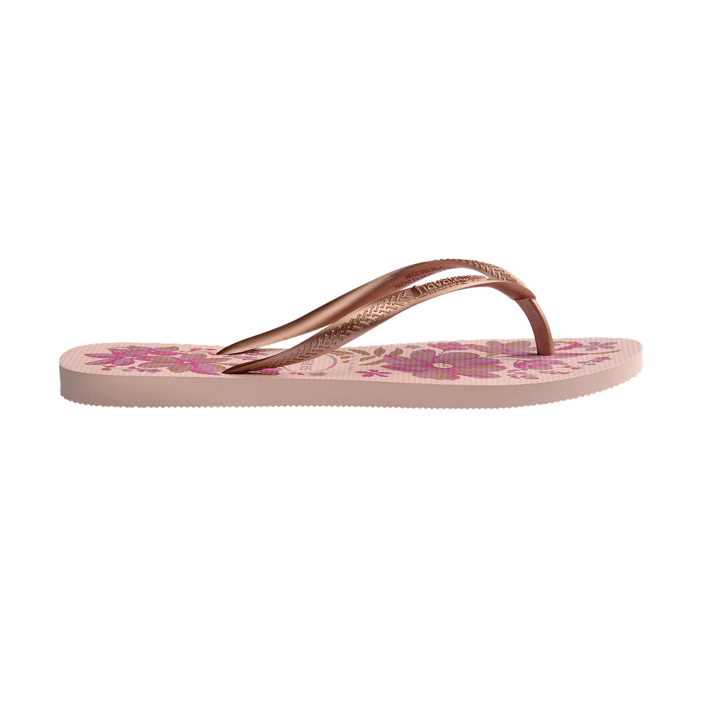 Havaianas Slim Organic Pink/Gold Flip Flops Detail View