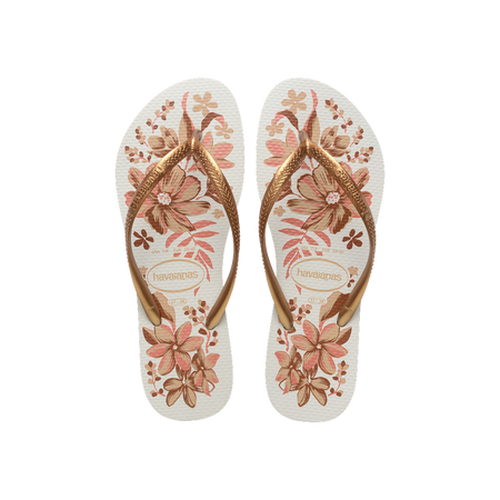 Havaianas Slim Organic White/Golden Flip Flops Front View