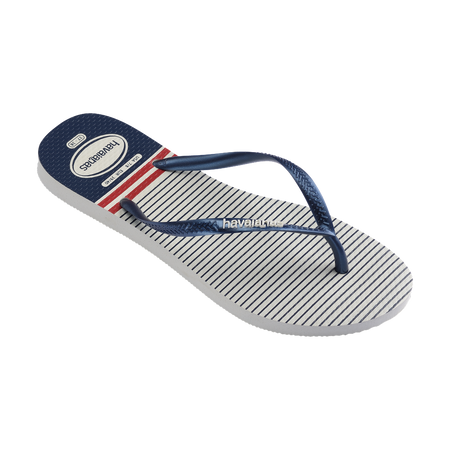 Havaianas Slim Nautical White/Navy/Red Flip Flops Side View